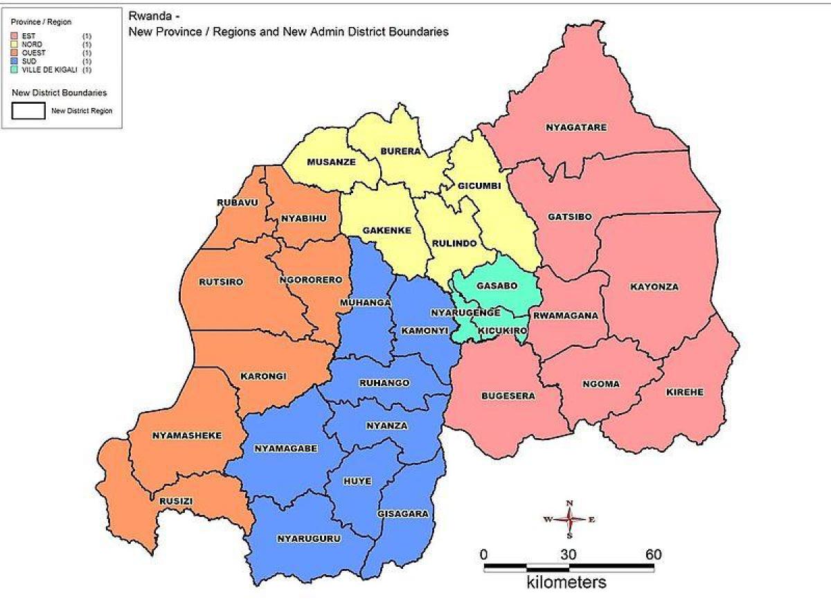 kartta Ruandan kartta maakunnissa