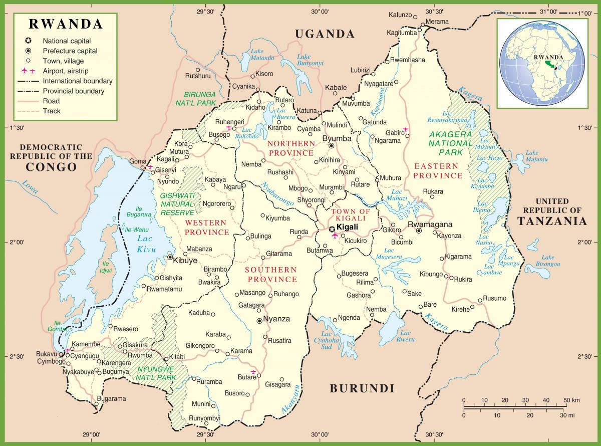 kartta Ruandan poliittisen